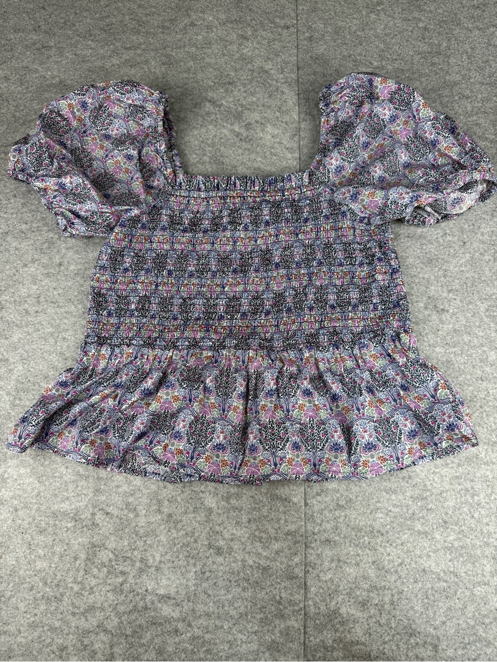 Liberty London Cottagecore J.Crew Smocked Floral Peplum Top XL